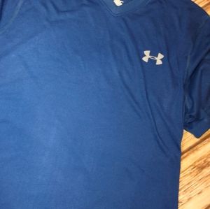 Men's small blue under armour v-neck shirt